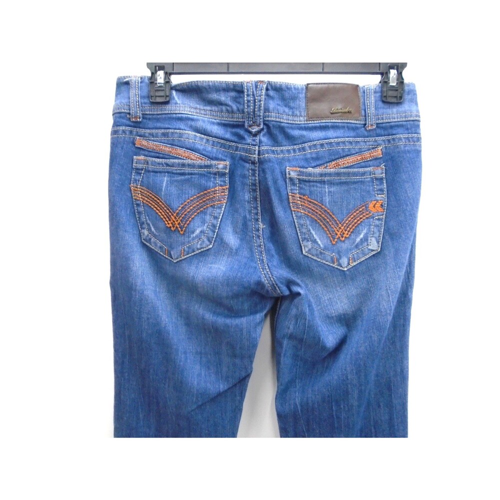 Rewind Women's Bootcut Jean Size 11 (33x32) Blue Denim Distressed - Picture 7 of 10